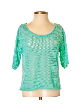 Confess aqua fishnet crop top NWT